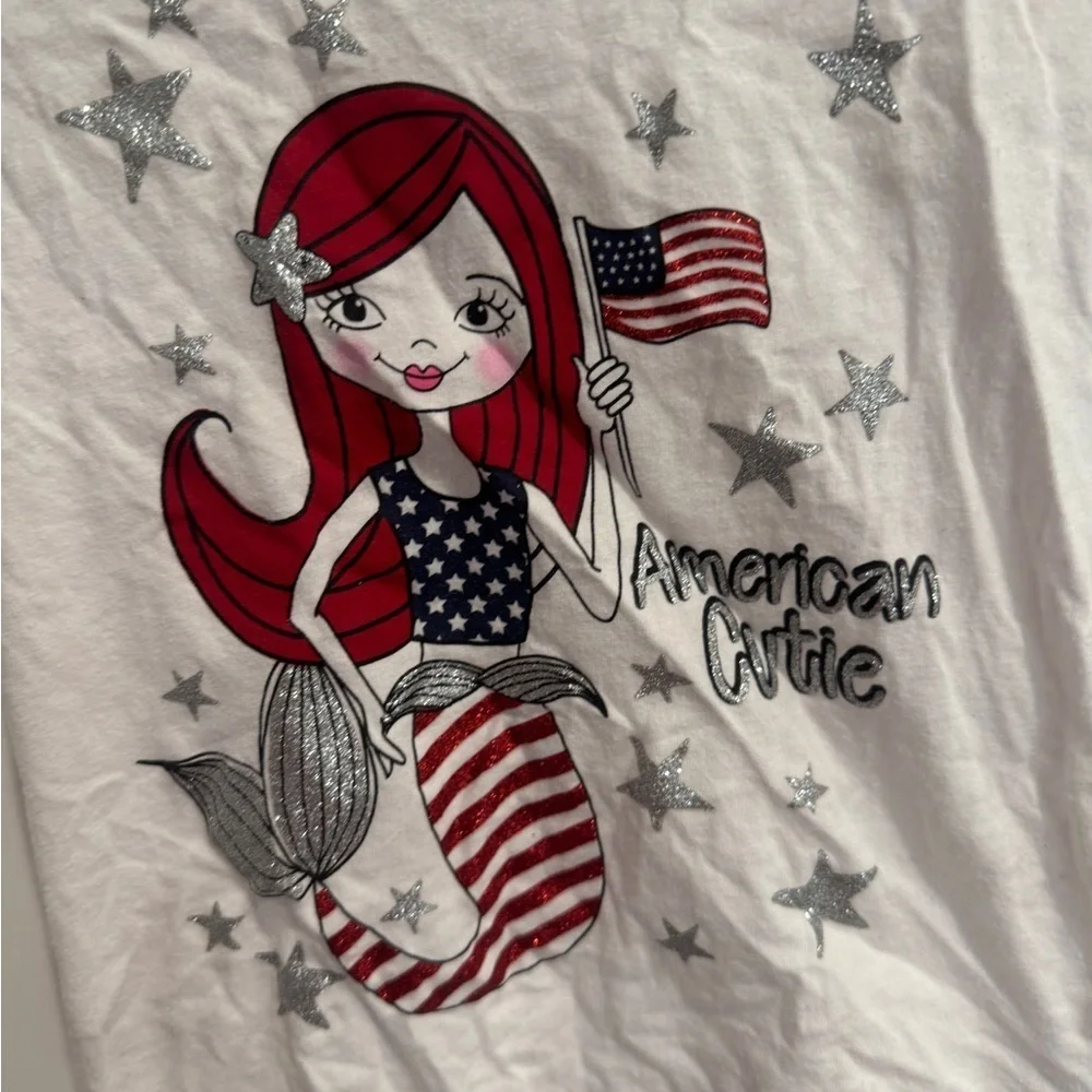 The Children’s Place 3T Girls American Cutie White Short Sleeve Mermaid T-Shirt